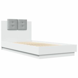 vidaXL fehér szerelt fa ágykeret fejtámlával 90 x 190 cm kép