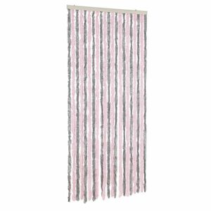 vidaXL ezüstszürke és rózsaszín zsenília rovarfüggöny 90 x 200 cm kép