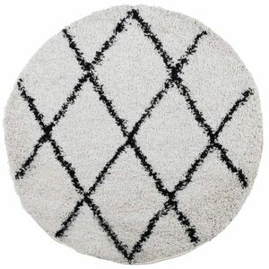 vidaXL krém és fekete hosszú szálú bozontos modern szőnyeg Ø 160 cm kép