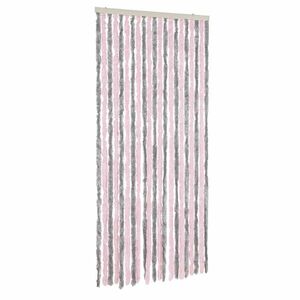 vidaXL ezüstszürke és rózsaszín zsenília rovarfüggöny 56 x 185 cm kép