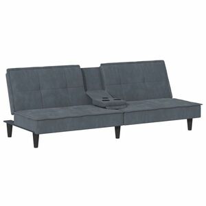 vidaXL sötétszürke bársony kanapéágy pohártartókkal kép