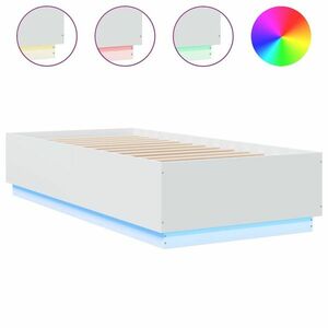 vidaXL fehér szerelt fa ágykeret LED-világítással 100 x 200 cm kép
