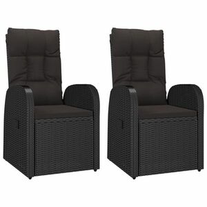 vidaXL 2 db fekete polyrattan dönthető kültéri szék párnával kép