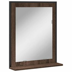 vidaXL barna tölgy szerelt fa fürdőszobai tükör polccal 50x12x60 cm kép