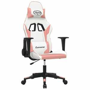 vidaXL fehér és rózsaszín műbőr gamer szék kép