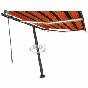 vidaXL narancssárga-barna szélérzékelős és LED-es napellenző 300x250cm kép