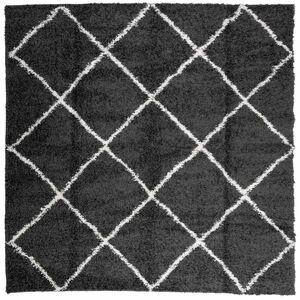 vidaXL fekete és krém hosszú szálú bozontos modern szőnyeg 200 x 200cm kép