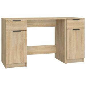 vidaXL sonoma-tölgyszínű szerelt fa íróasztal szekrénnyel kép
