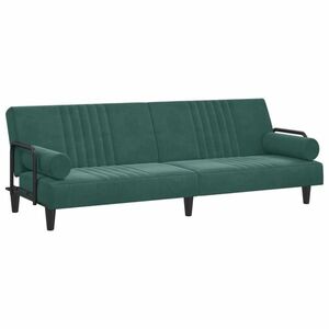 vidaXL sötétzöld bársony kanapéágy karfákkal kép