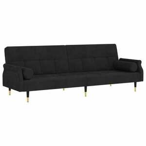 Fekete bársony kanapéágy párnákkal kép