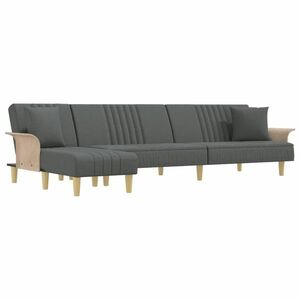 vidaXL sötétszürke L-alakú bársony kanapéágy 279x140x70 cm kép