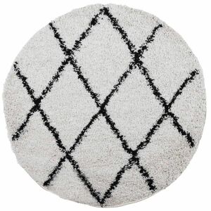 vidaXL krém és fekete hosszú szálú bozontos modern szőnyeg Ø 100 cm kép