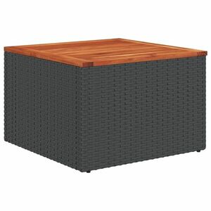 vidaXL fekete polyrattan és akácfa kerti asztal 55x55x37 cm kép