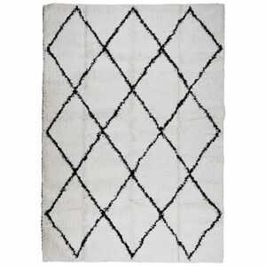 vidaXL krém és fekete hosszú szálú bozontos modern szőnyeg 160x230 cm kép