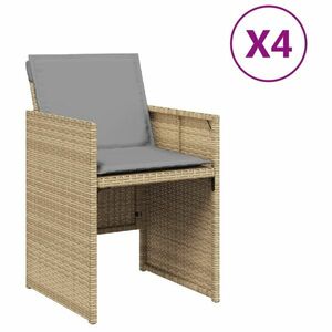vidaXL 4 db vegyes bézs polyrattan kerti szék párnával kép