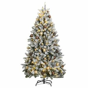 vidaXL műkarácsonyfa LED-ekkel és gömbökkel 180 cm kép
