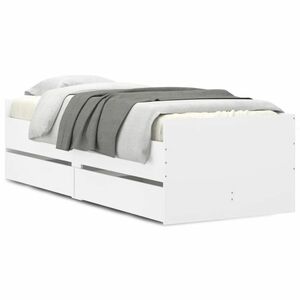 vidaXL fehér kicsi egyszemélyes ágykeret fiókokkal 75 x 190 cm kép