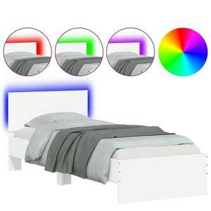 vidaXL fehér ágykeret fejtámlával és LED-világítással 90 x 200 cm kép