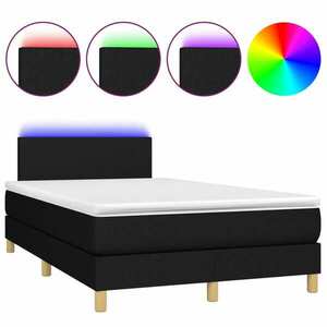 vidaXL fekete szövet rugós és LED-es ágy matraccal 120 x 190 cm kép