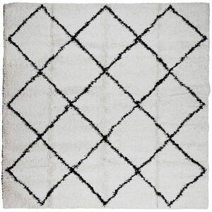 vidaXL krém és fekete hosszú szálú bozontos modern szőnyeg 120x120 cm kép