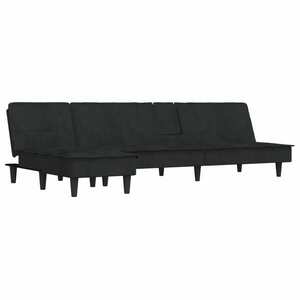 vidaXL fekete L-alakú bársony kanapéágy 255x140x70 cm kép
