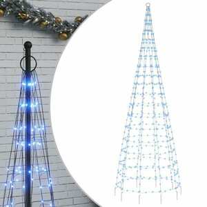 vidaXL kék karácsonyfa lámpa zászlórúdon 550 LED-del 300 cm kép