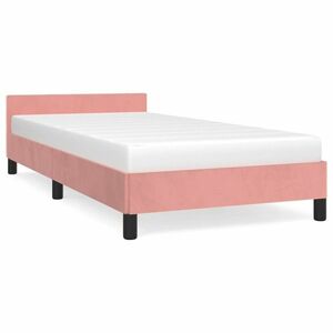 vidaXL rózsaszín bársony ágykeret fejtámlával 90x200 cm kép