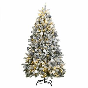 vidaXL csuklópántos műkarácsonyfa 300 LED-del és gömbökkel 180 cm kép