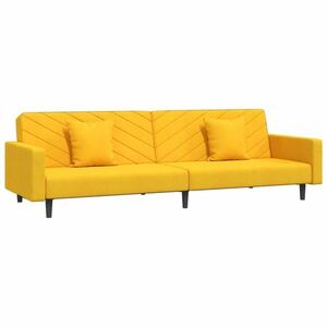 vidaXL kétszemélyes sárga bársony kanapéágy két párnával kép