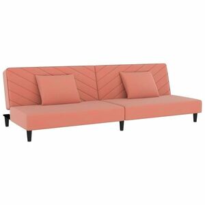 vidaXL kétszemélyes rózsaszín bársony kanapéágy két párnával kép