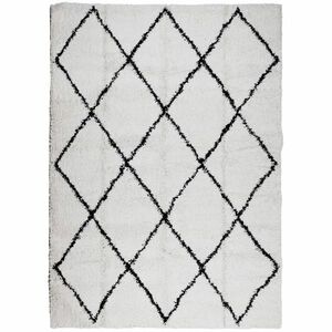 vidaXL krém és fekete hosszú szálú bozontos modern szőnyeg 200x280 cm kép
