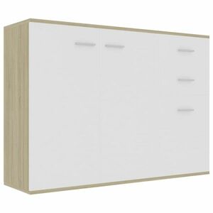 vidaXL fehér-sonoma színű forgácslap tálalószekrény 105 x 30 x 75 cm kép