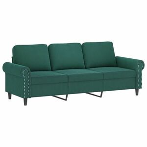 vidaXL 3 személyes sötétszöld bársony kanapé 180 cm kép