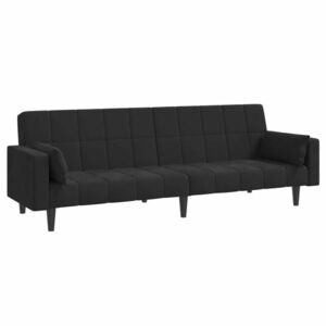 vidaXL kétszemélyes fekete bársony kanapéágy két párnával kép