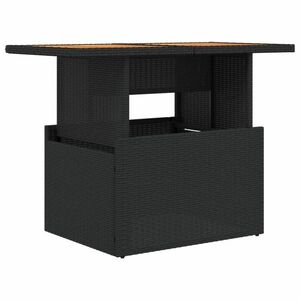 vidaXL fekete polyrattan és akácfa kerti asztal 100 x 55 x 73 cm kép