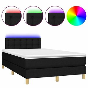 vidaXL fekete szövet rugós és LED-es ágy matraccal 120x190 cm kép