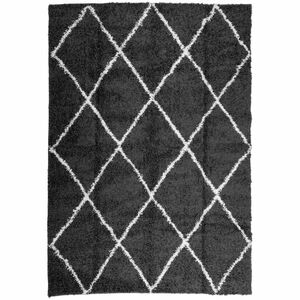 vidaXL fekete és krém hosszú szálú bozontos modern szőnyeg 120 x 170cm kép