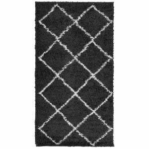 vidaXL fekete és krém hosszú szálú bozontos modern szőnyeg 60x110 cm kép