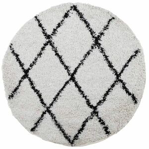 vidaXL krém és fekete hosszú szálú bozontos modern szőnyeg Ø 240 cm kép
