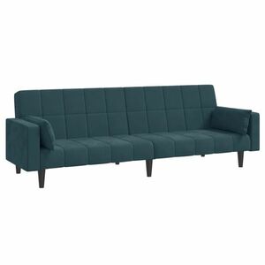 vidaXL kétszemélyes kék bársony kanapéágy két párnával kép