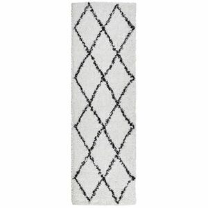 vidaXL krém és fekete hosszú szálú bozontos modern szőnyeg 80 x 250 cm kép