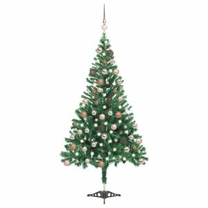 vidaXL megvilágított műkarácsonyfa 230 ággal gömb szettel 120 cm kép