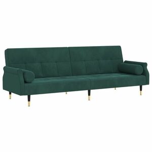 vidaXL sötétzöld bársony kanapéágy párnákkal kép