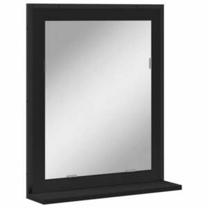 vidaXL fekete szerelt fa fürdőszobai tükör polccal 50x12x60 cm kép