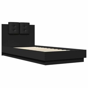 vidaXL fekete szerelt fa ágykeret fejtámlával 100 x 200 cm kép