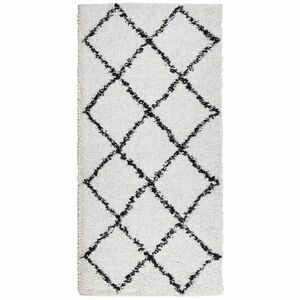 vidaXL krém és fekete hosszú szálú bozontos modern szőnyeg 100x200 cm kép