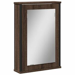 vidaXL barna tölgy színű szerelt fa tükrös szekrény 40x12x60 cm kép