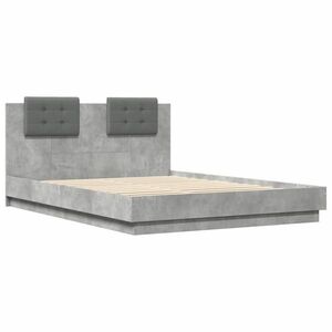 vidaXL betonszürke szerelt fa ágykeret fejtámlával 150x200 cm kép