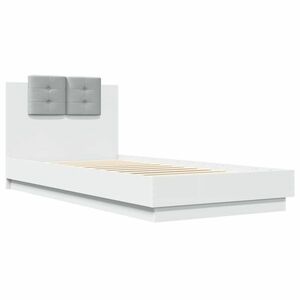 vidaXL fehér szerelt fa ágykeret fejtámlával 100 x 200 cm kép