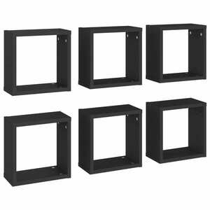 vidaXL 6 db fekete fali kockapolc 30 x 15 x 30 cm kép